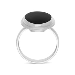 Sterling Silver Whitby Jet Domed Oval Ring