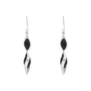 Sterling Silver Whitby Jet Double Graduated Twist Drop Earrings E1791