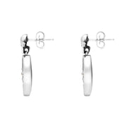 Sterling Silver Whitby Jet Freshwater Pearl Victoriana Drop Earrings
