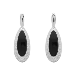 Sterling Silver Whitby Jet Graduated Pear Drop Earrings E2584