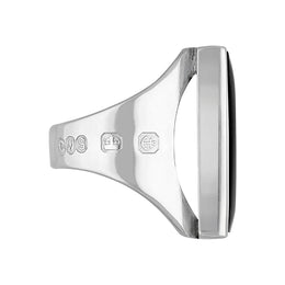 Sterling Silver Whitby Jet Hallmark Medium Square Ring