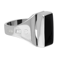 Sterling Silver Whitby Jet Hallmark Small Oblong Ring
