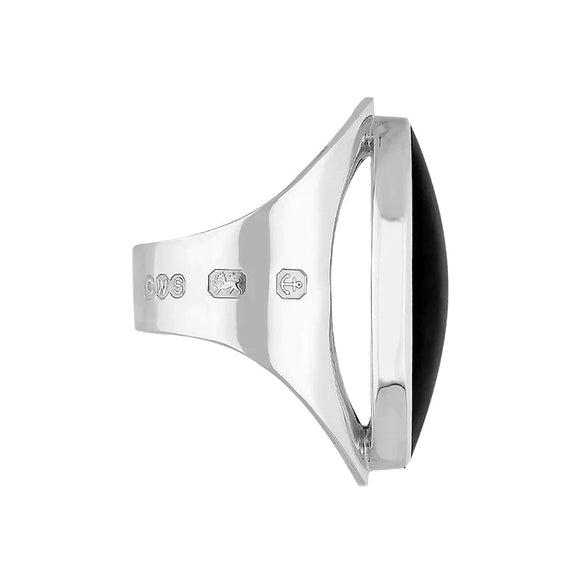 Sterling Silver Whitby Jet Jubilee Hallmark Collection Large Oval Ring, R013_JFH_2