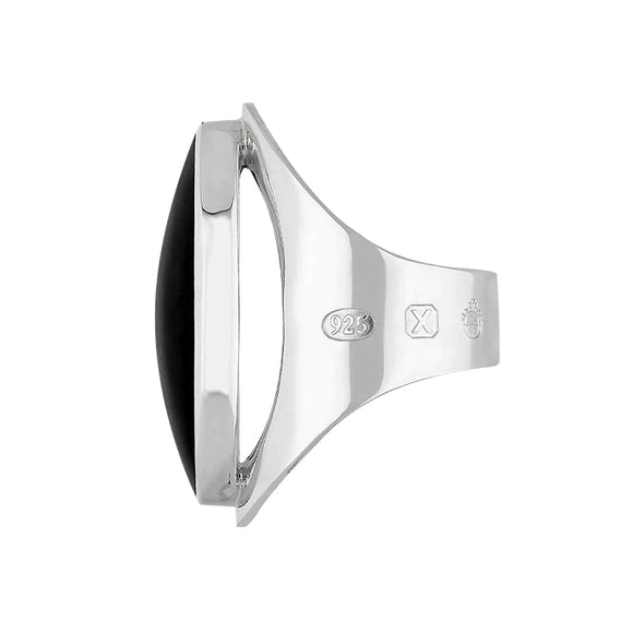 Sterling Silver Whitby Jet Jubilee Hallmark Collection Large Oval Ring, R013_JFH_3