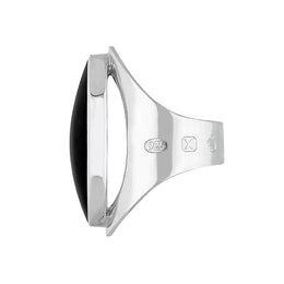 Sterling Silver Whitby Jet Jubilee Hallmark Collection Large Oval Ring, R013_JFH_3