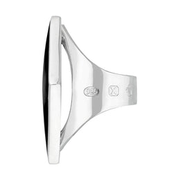 Sterling Silver Whitby Jet Queen's Jubilee Hallmark Large Rhombus Ring D