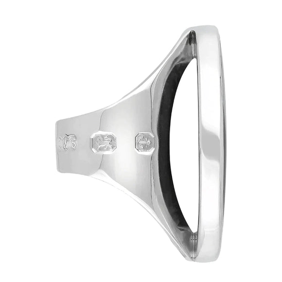Sterling Silver Whitby Jet Jubilee Hallmark Collection Large Round Ring, R611_JFH._3