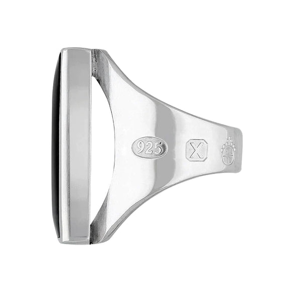 Sterling Silver Whitby Jet Jubilee Hallmark Collection Medium Oblong Ring, R065_JFH._2