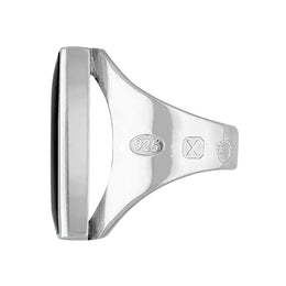 Sterling Silver Whitby Jet Jubilee Hallmark Collection Medium Oblong Ring, R065_JFH._2