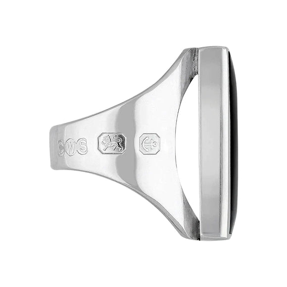Sterling Silver Whitby Jet Jubilee Hallmark Collection Medium Oblong Ring, R065_JFH._3