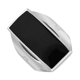 Sterling Silver Whitby Jet Jubilee Hallmark Collection Medium Oblong Ring, R065_JFH.