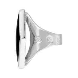 Sterling Silver Whitby Jet Queen's Jubilee Hallmark Medium Rhombus Ring D