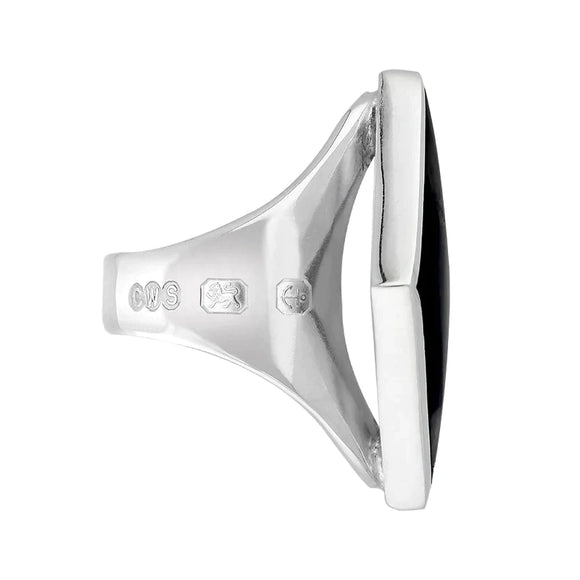 Sterling Silver Whitby Jet Queen's Jubilee Hallmark Medium Rhombus Ring D