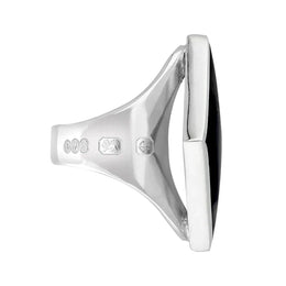 Sterling Silver Whitby Jet Queen's Jubilee Hallmark Medium Rhombus Ring D