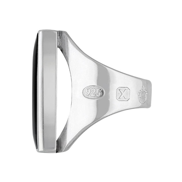 Sterling Silver Whitby Jet Jubilee Hallmark Collection Medium Square Ring, R604_JFH._2