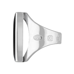 Sterling Silver Whitby Jet Jubilee Hallmark Collection Medium Square Ring, R604_JFH._2