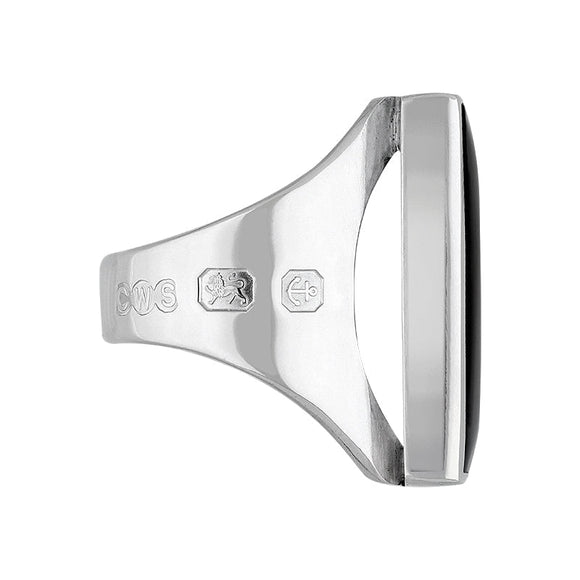 Sterling Silver Whitby Jet Jubilee Hallmark Collection Medium Square Ring, R604_JFH._3