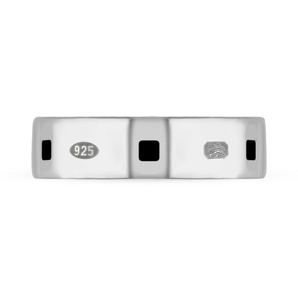 Sterling Silver Whitby Jet Queen's Jubilee Hallmark Princess Cut 6mm Ring D