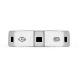 Sterling Silver Whitby Jet Queen's Jubilee Hallmark Princess Cut 6mm Ring D