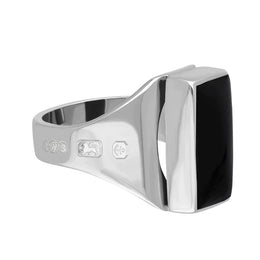 Sterling Silver Whitby Jet Jubilee Hallmark Collection Small Oblong Ring, R221_JFH._3
