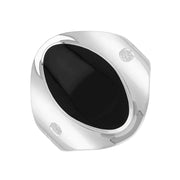 Sterling Silver Whitby Jet Jubilee Hallmark Collection Small Oval Ring, R076_JFH.
