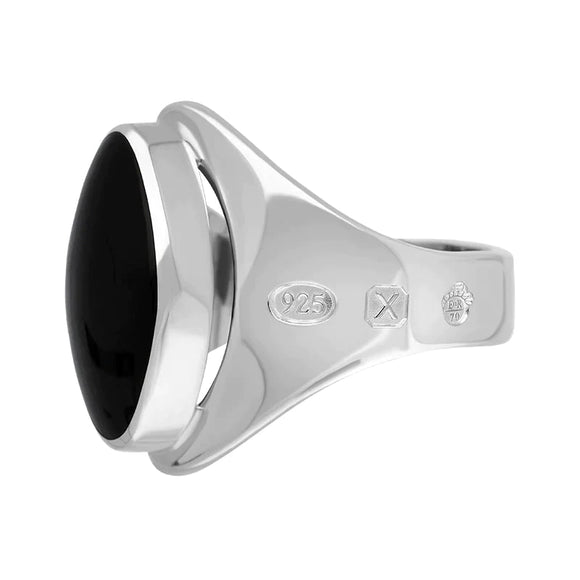 Sterling Silver Whitby Jet Jubilee Hallmark Collection Small Oval Ring, R076_JFH._2