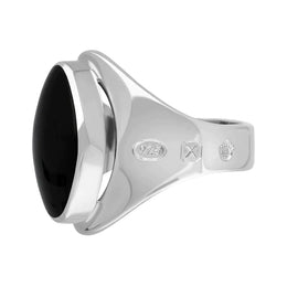 Sterling Silver Whitby Jet Jubilee Hallmark Collection Small Oval Ring, R076_JFH._2