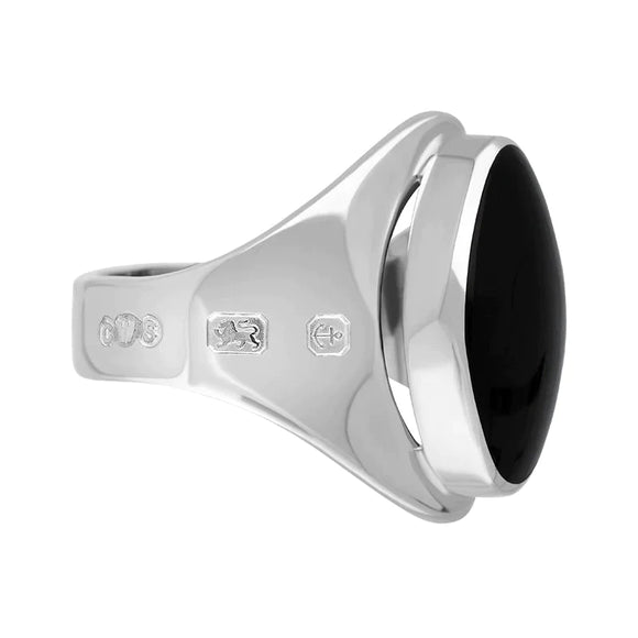 Sterling Silver Whitby Jet Jubilee Hallmark Collection Small Oval Ring, R076_JFH._3