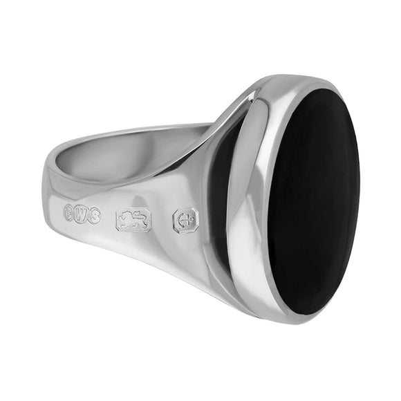 Sterling Silver Whitby Jet Jubilee Hallmark Collection Small Round Ring, R609_JFH._4
