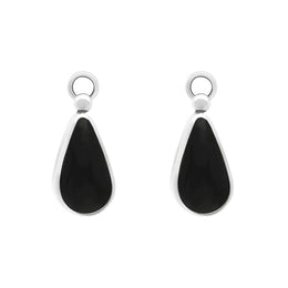 Sterling Silver Whitby Jet Large Pear Drop Earrings, E100