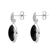 Sterling Silver Whitby Jet Marquise Centre Drop Earrings, E2535_2