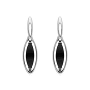 Sterling Silver Whitby Jet Marquise Open Edge Drop Earrings E1560
