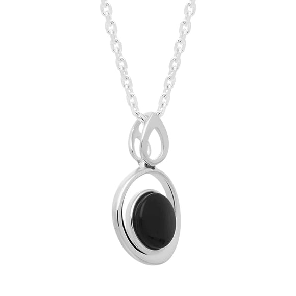 Sterling Silver Whitby Jet Oval Necklace