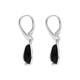 Sterling Silver Whitby Jet Open Side Pear Drop Earrings, E1654_3
