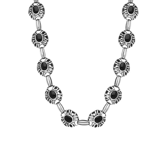 Sterling Silver Whitby Jet Openwork Necklace D 50.8GR