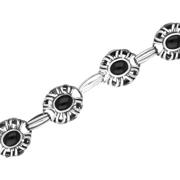 Sterling Silver Whitby Jet Openwork Necklace D