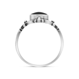 Sterling Silver Whitby Jet Oval Bar Ring
