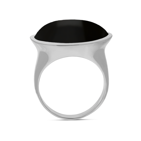 Sterling Silver Whitby Jet Oval Statement Ring, R838_2.