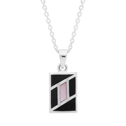 Sterling Silver Whitby Jet Pink Mother of Pearl Oblong Necklace D P940CB