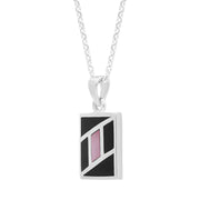 Sterling Silver Whitby Jet Pink Mother of Pearl Oblong Necklace D