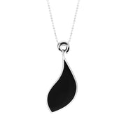 Sterling Silver Whitby Jet Round Acanthus Leaf Pendant Necklace