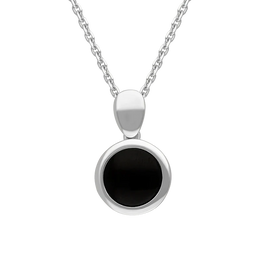 Sterling Silver Whitby Jet Round Open Back Necklace