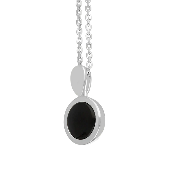 Sterling Silver Whitby Jet Round Open Back Necklace