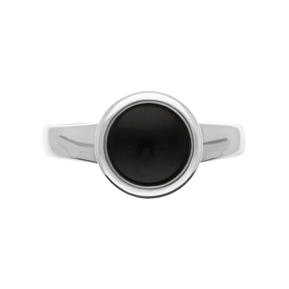 Sterling Silver Whitby Jet Round Ring, R864_3