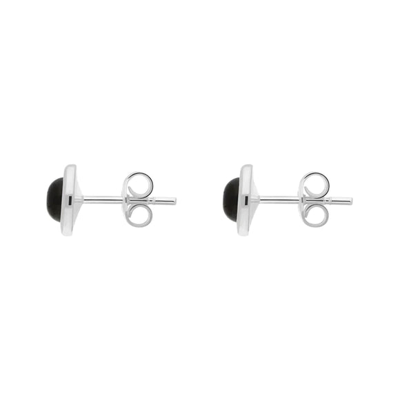 Sterling Silver Whitby Jet Round Stud Earrings, E987_2.
