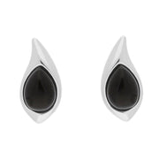 Sterling Silver Whitby Jet Small Teardrop Stud Earrings, E1893.