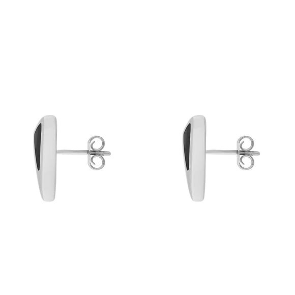 Sterling Silver Whitby Jet Triangular Stud Earrings, E343_2.