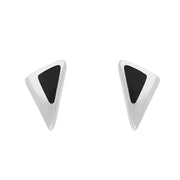 Sterling Silver Whitby Jet Triangular Stud Earrings, E343.