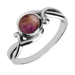 Sterling Silver Blue John Round Scroll Ring R067