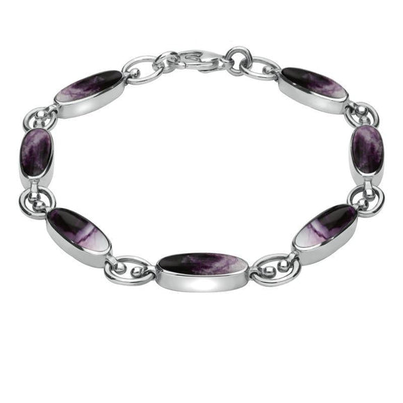 Sterling Silver Blue John Long Oval Four Piece Sterling Silver Blue John Long Oval Four Piece Set, S017 